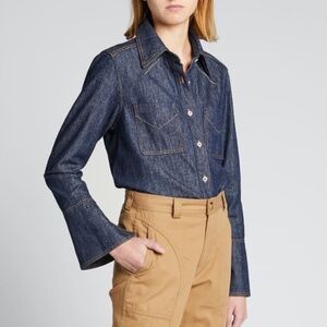 Trave Octavia Denim Button-up Shirt SOLD OUT Made in US Retail $268